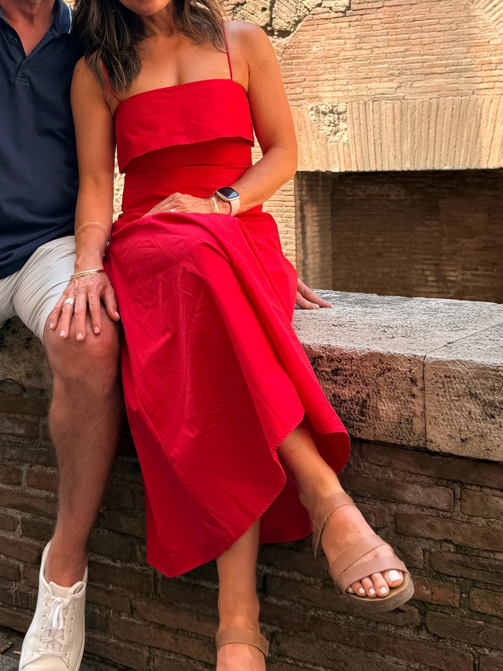 Mango starring Hailey Bieber A-line Red midi dress - Picture 2 of 13
